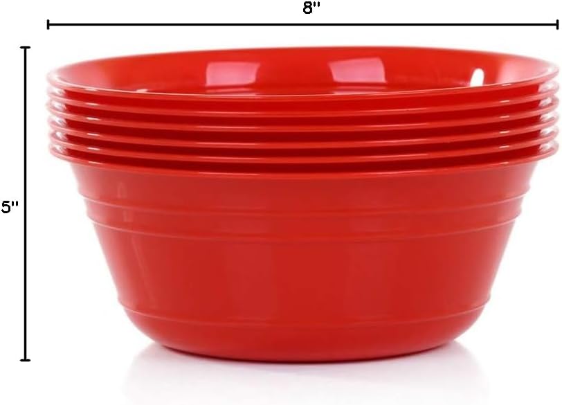 Mintra Home Snack Bowls (Medium 6pk (1.8L), Red)