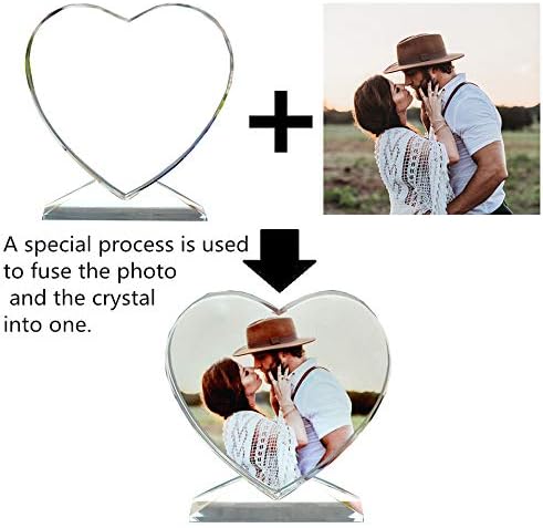 Crystal Custom Color Picture - Personalized Heart Shape Crystal Photo Frames, Birthday, Anniversaries, Wedding Gifts, Gifts for Girlfriend, Mother, Couples, Husband, Wife, Women, Her, Parents