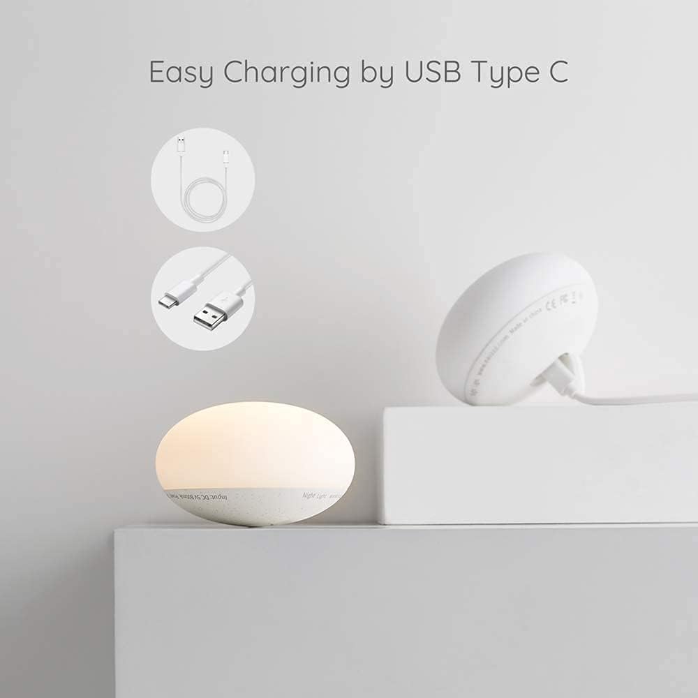 Baby Night Light, Nursery Night Lamp for Breastfeeding, Soft BPA Free Silicone Touch Night Lamp, Eye Caring, Easy Flip Design, Stepless Dimming, 1-Pack