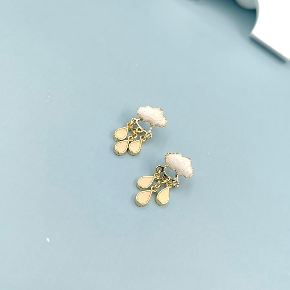 Fun Raindrop Cloud Earrings for Women Blue Rain Cloud Earrings Teardrop Tassel Dangle Earrings Interesting Weather Jewelry