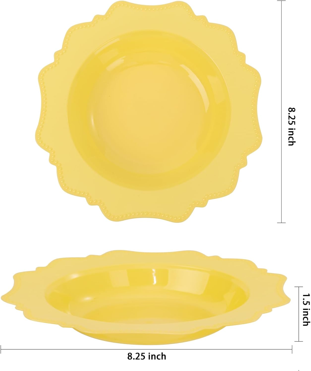 COLOSUS Yellow Plastic Party Bowls (60 Pack) 12 Oz Disposable Soup/Salad Bowl, Fancy Shatterproof Dinnerware for Easter, Catering, Holidays, Weddings, and Everyday Use