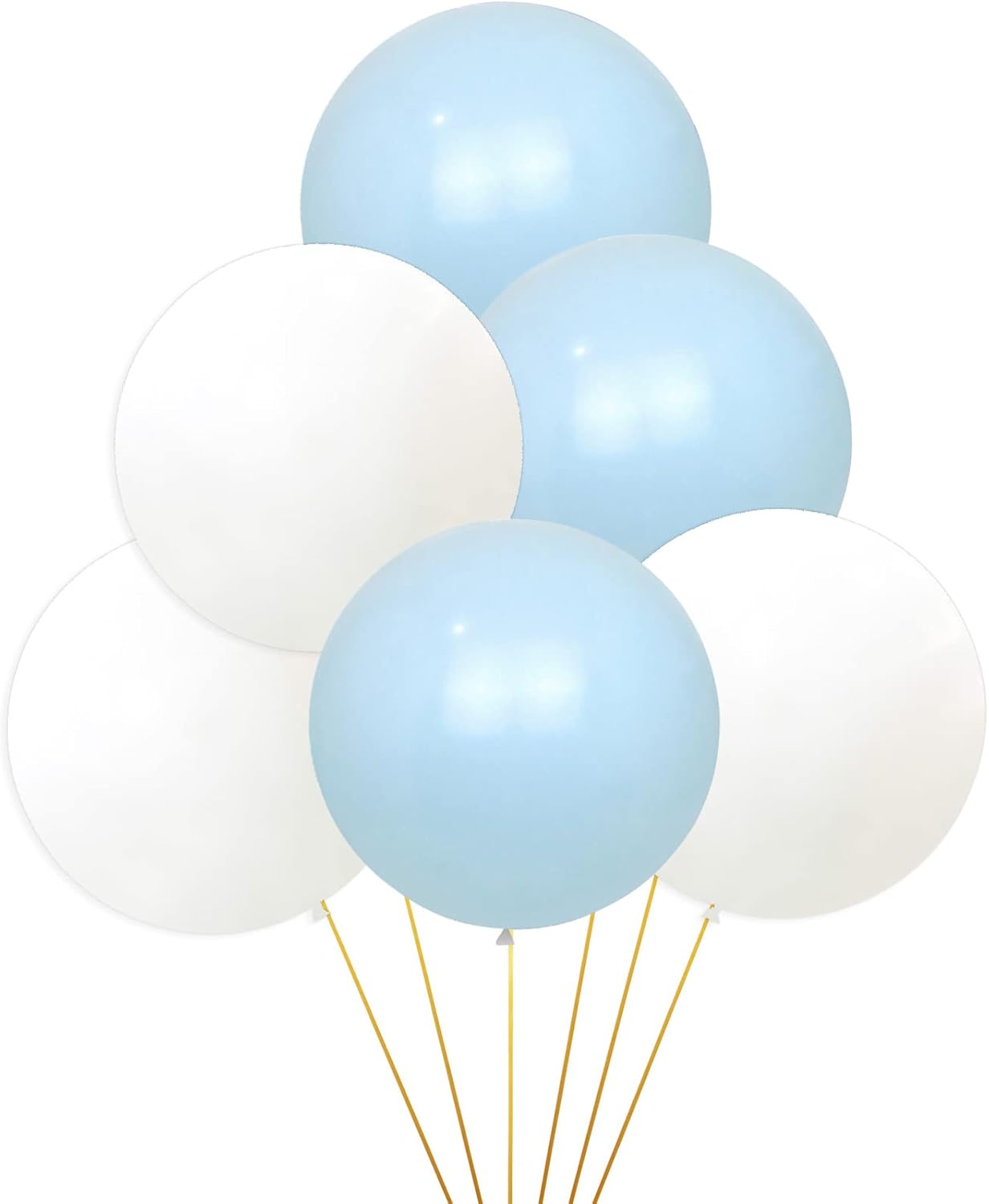 24 Inch Latex Round Balloons 10 Pack White and Macaron Blue Thick Giant Balloons for Photo Shoot Wedding Baby Shower Birthday Party Decorations by IN-JOOYAA