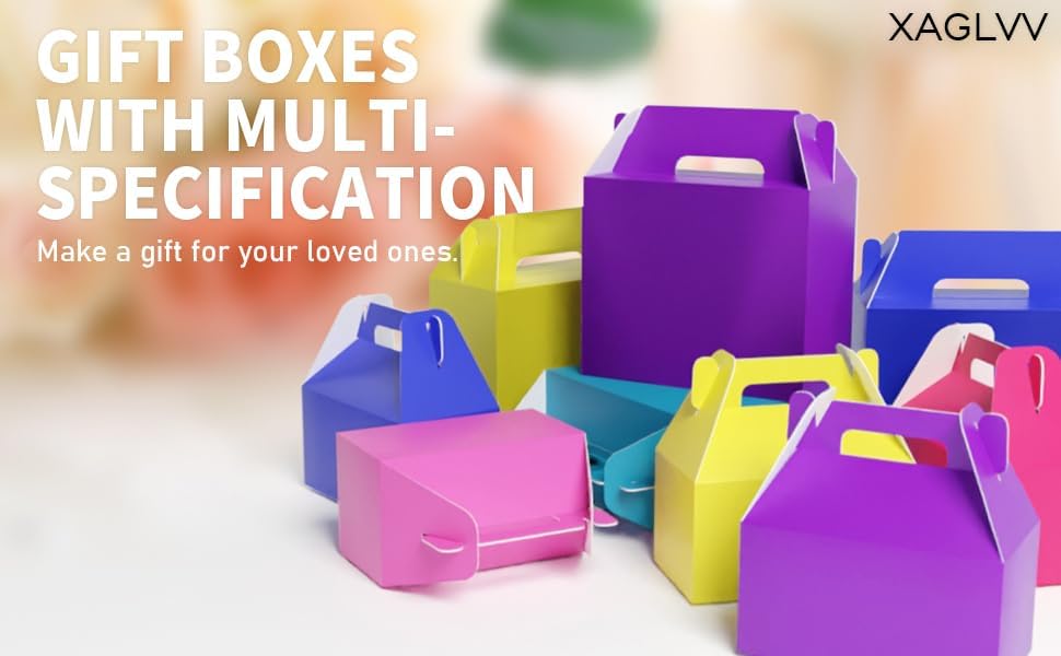 XAGLVV 24 Pack Yellow Gable Boxes with Handles 6.2x3.5x3.5 Inch Paper Party Favor Gift Box for Summer Parties Kids Birthdays Friendship Events Sunshine Themes