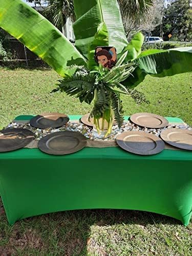 FORLIFE 6Pack Spandex Table Covers 6ft,Fitted Tablecloth for 6ft Rectangular Tables, Stretch Patio Table Covers, Universal Spandex Table Cover for Wedding, Banquet, Party - Emerald