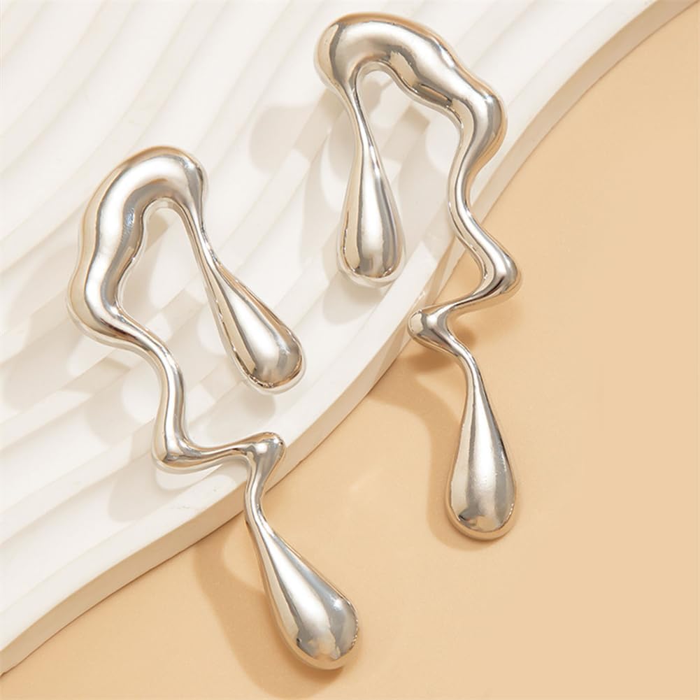 Irregular WaterDrop Earrings Melted Liquid Asymmetrical Drop Earrings for Women Embrace Minimalist Statement Earrings Jewelry