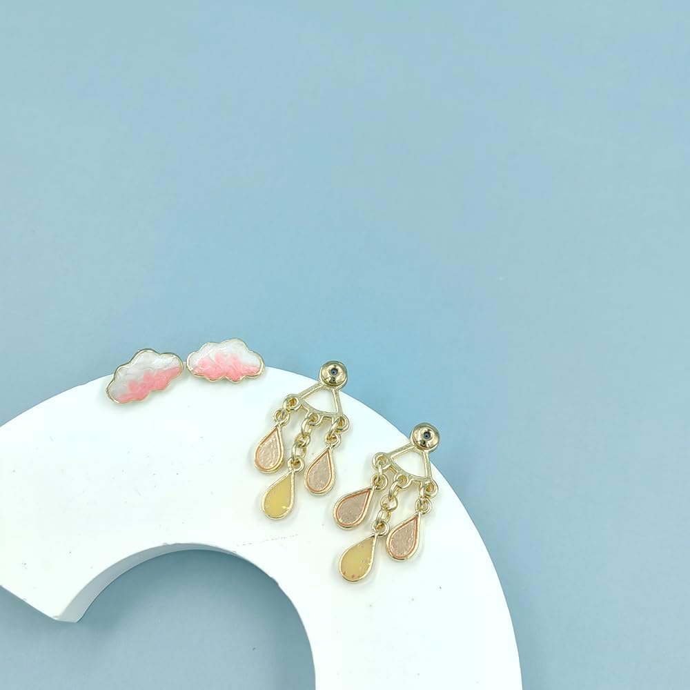 Fun Raindrop Cloud Earrings for Women Blue Rain Cloud Earrings Teardrop Tassel Dangle Earrings Interesting Weather Jewelry