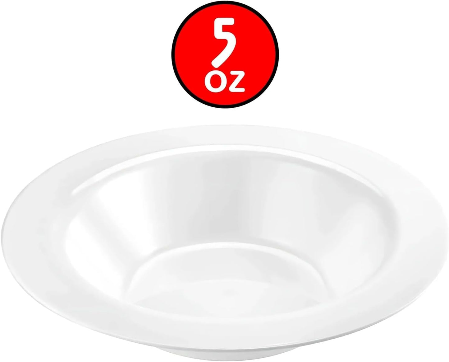 Lillian Tablesettings Premium Quality Heavyweight Plastic Bowls China Like. Wedding and Party Dinnerware Plastic Bowls 5 oz. White/Pearl-Value Pack 30 Count