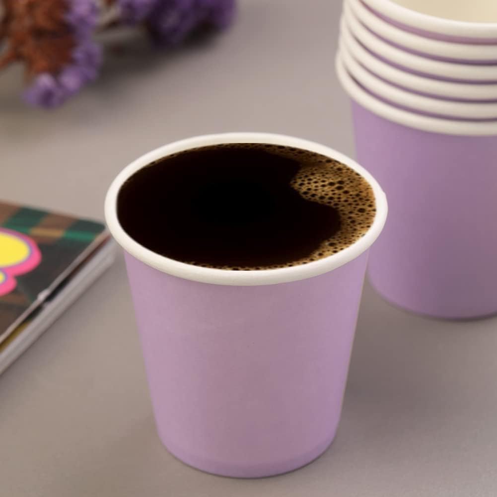 3 oz 100 Packs Small Disposable Mouthwash Cups Bathroom Paper Cups Espresso Paper Cups Paper Hot Cups for Snack Bathroom Espresso Perfect for Home Condos Rvs Campers (Purple)
