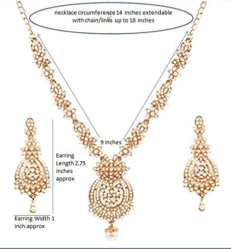 Touchstone Indian jewelry sets for women maang tikka wedding guest gold necklace bollywood jewellery set pageant elegant prom bride accessories western crystal chunky rhinestone necklaces