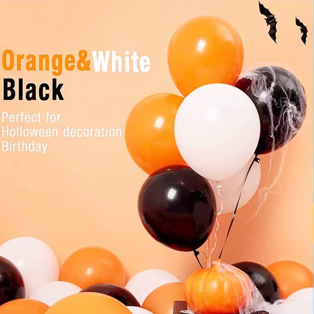 300 Pack Orange Black and White Balloons - 5 Inch Mini Orange Black and White Latex Small Balloons - 100 of Each of 3 Colors for Halloween Party Balloon Arch Garland Assorted Colors Decorations