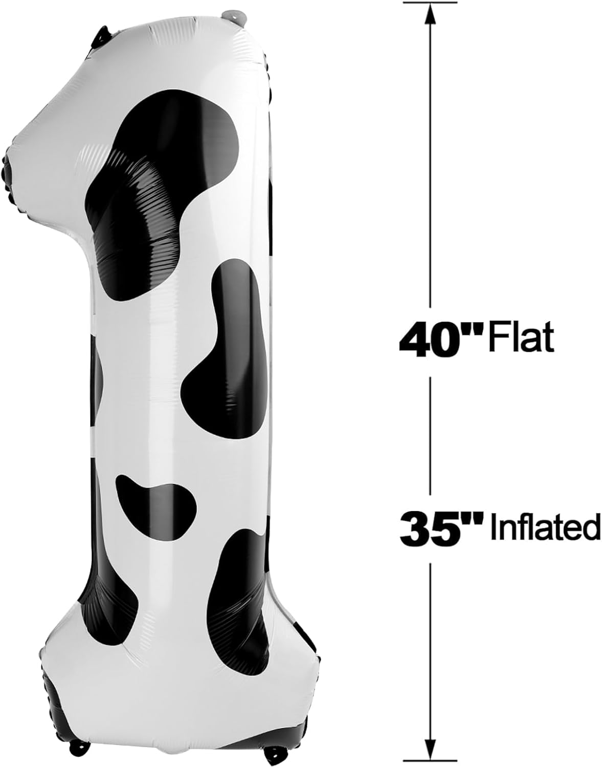 Cow Print 40 Inch 1st Number Balloon, Unisex Birthday Decorations, Farm Animal Party Supplies, Self Sealing, Reusable