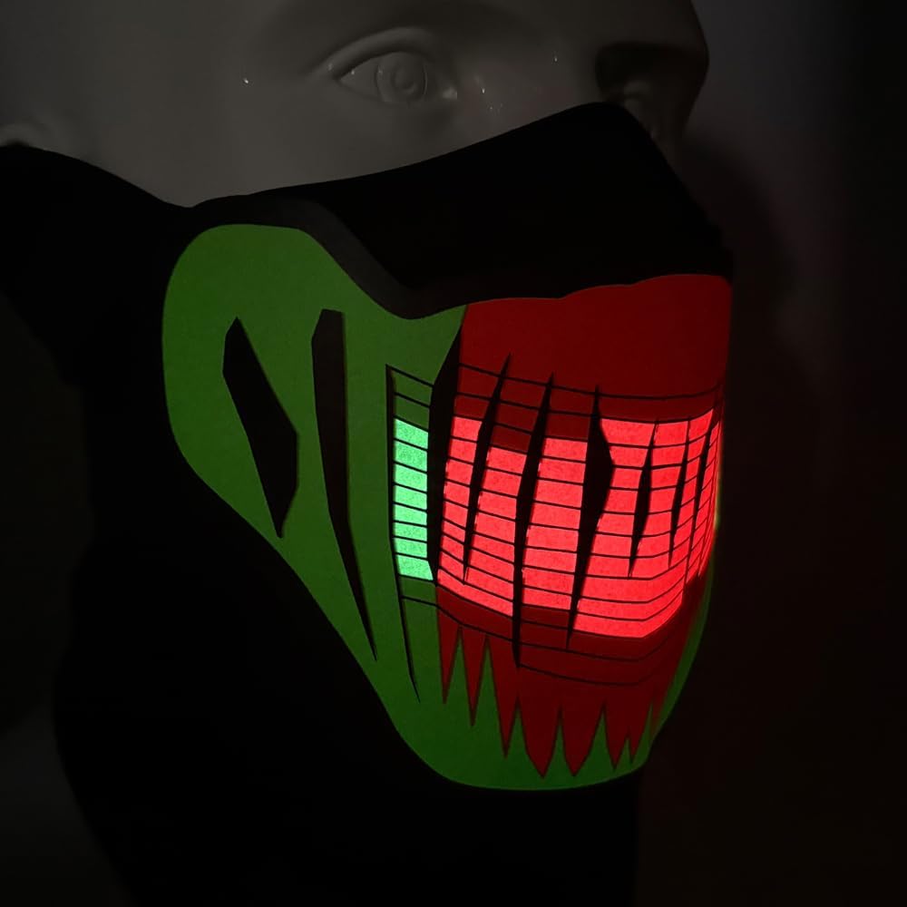 LED Halloween Mask Sound Reactive Light Up Mask Scary Masks for Costumes Cosplay,Music Party,Rave Events, EDC