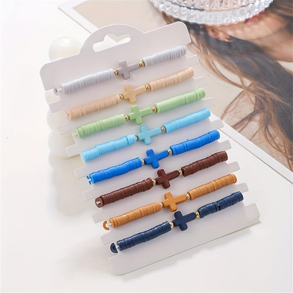 Friendship Bracelets for Women - Heishi Surfer Colorful Smile Evil Eye Clay Beaded Stretch Bracelets Elastic Layering - Stackable Boho Disc Y2K Aesthetic Summer Jewelry Set.