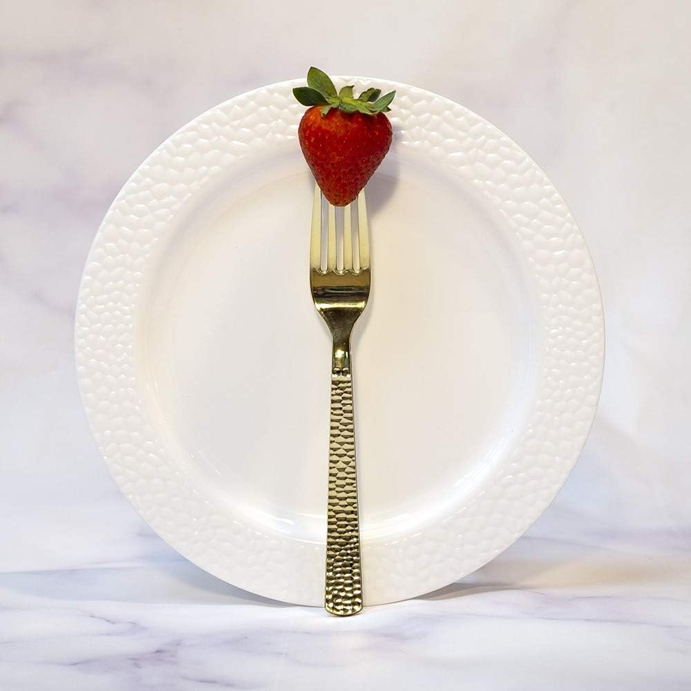 Plastic Cutlery Silverware Extra Heavyweight Disposable Flatware, Full Size Cutlery Combo, Gold Pebbled, 80 Forks, 40 Spoons, 40 Knifes, Value Pack 160 Count