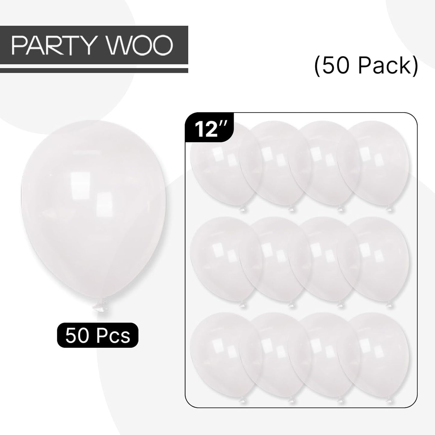 PartyWoo Clear Balloons 50 pcs 12 Inch Transparent Bubble Balloons for Graduation Wedding Engagement Anniversary Baby Shower Gender Reveal Birthday Party Decorations Clear-Y2