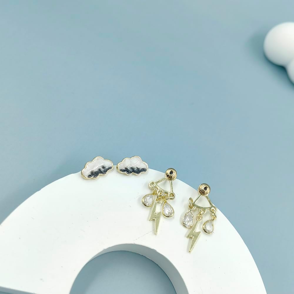 Fun Raindrop Cloud Earrings for Women Blue Rain Cloud Earrings Teardrop Tassel Dangle Earrings Interesting Weather Jewelry