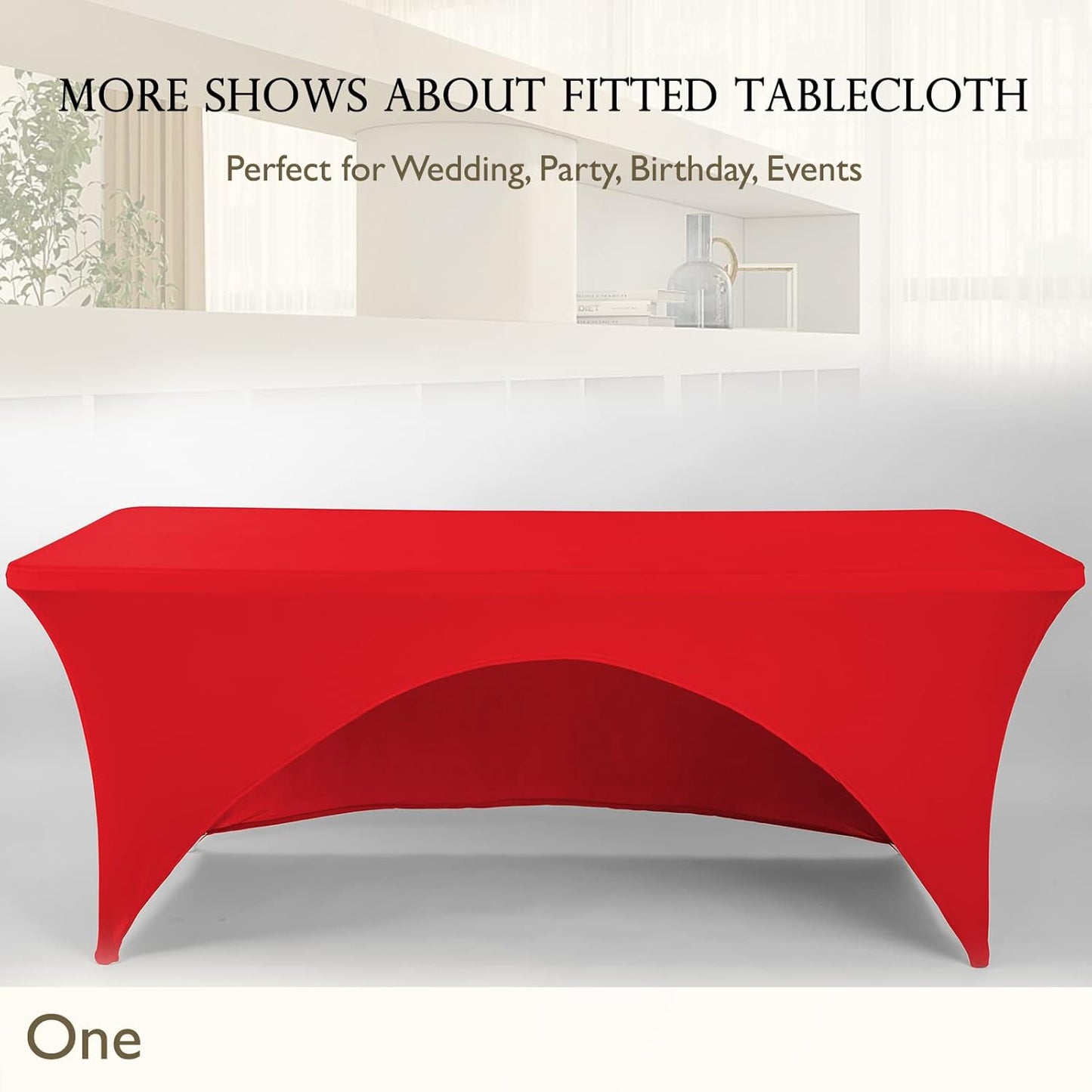 Spandex Table Cover 6 ft. Fitted Polyester Tablecloth Stretch Table Cover Table Topper Open Back - Red