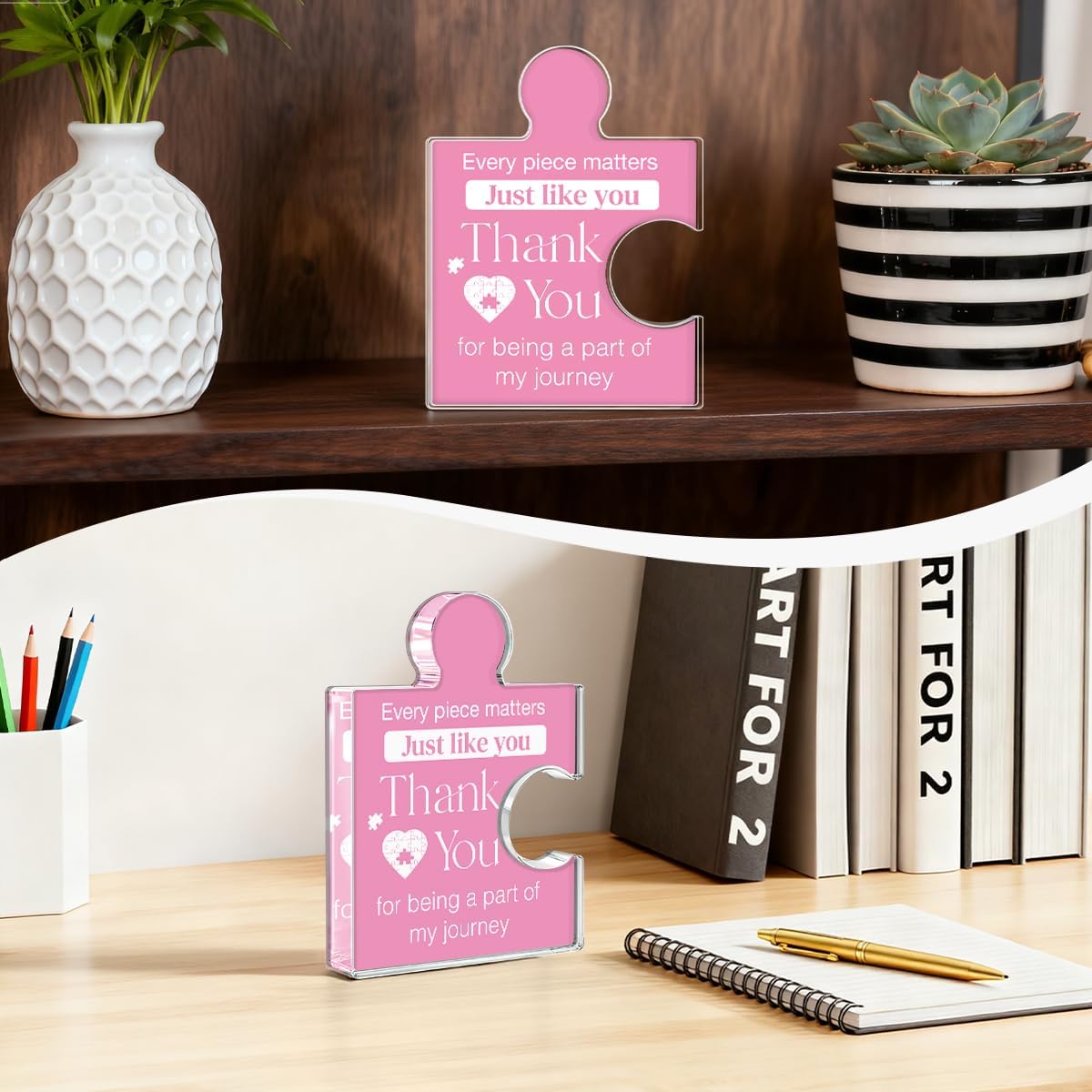 Friendship Gifts for Women, Thank You Appreciation Gift Retirement Gifts for Colleagues Employees, Every Piece Matters Just Like You Acrylic Puzzle Piece Plaque Office Decor