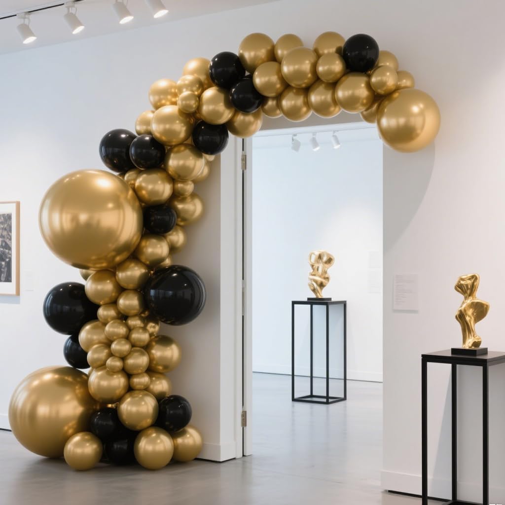 Gold Balloon Arch Kit, 125 Pcs Gold Balloons Different Sizes 18 Inch 12 Inch 10 Inch 5 Inch Metallic Gold Balloons Garland for Birthday Baby Shower Wedding Graduation Party Decoration