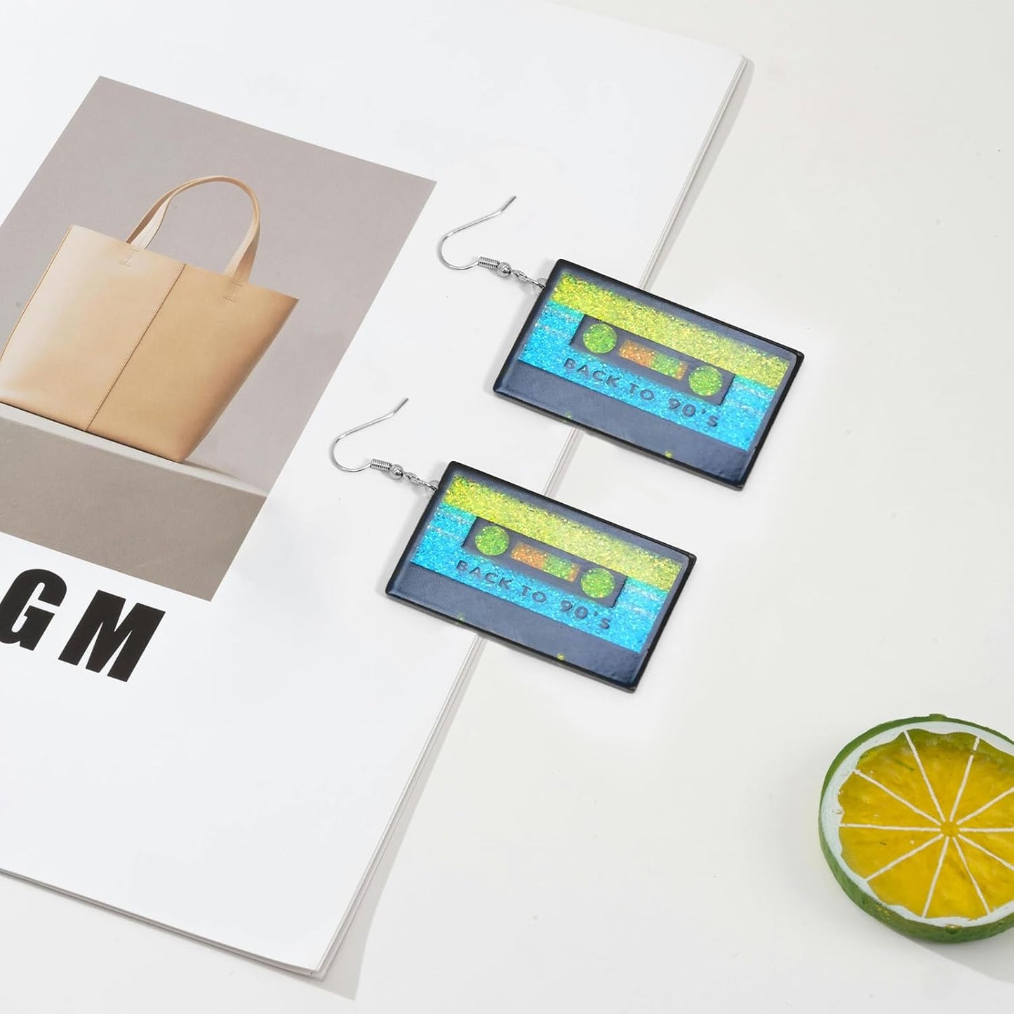 80s 90s Retro Cassette Tape Neon Earrings for Women Acrylic Radio Earring Set for 80s 90s Accessories Cosplay Party Jewelry Gifts