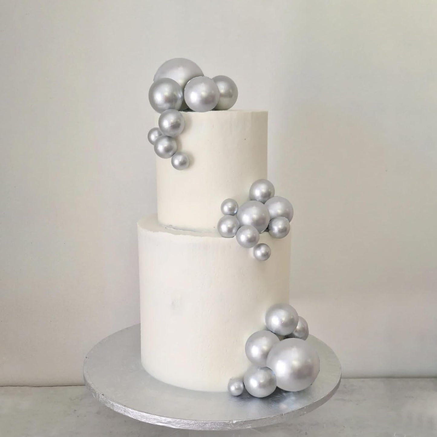 36 Pack Balls Cake Topper Decorations Foam Balloons Cake Decorations Sticks Mini Balloons Cake Toppers Balls Cake Picks for Baby Shower Wedding Anniversary Birthday Party Decorations Silver