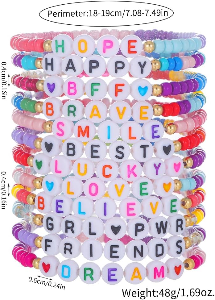 Heishi Surfer Clay Bead Bracelets Set for Women - Preppy Smile Evil Eye Beaded Stretch Bracelets Elastic Layering Friendship Bracelets- Stackable Boho Disc Summer Jewelry Set