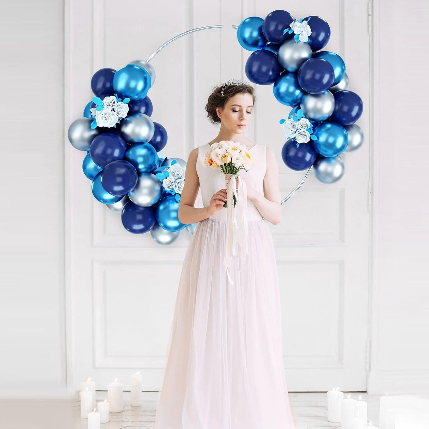 Balloons Blue and Silver, 50PCS Navy Blue Silver Latex Balloon, Navy Blue Silver Party Balloons Birthday Balloons Decoration for Girls Boys Birthday Party Baby Shower Bridal Shower Engagement