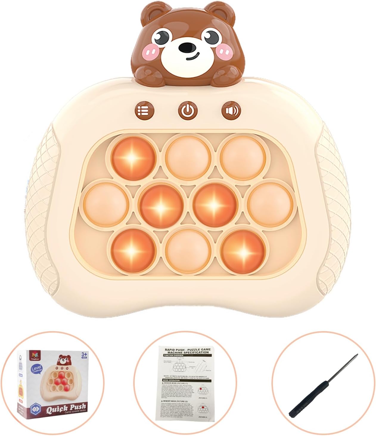 Pop The Target! Handheld Speed Push Game Machine: A Fun Multiplayer Game for Family. Sensory Fidget Toy Christmas Toys Gifts for 6 7 8 9 10 11 12 Years Old Kids Road Trip Car Games Kids Bear