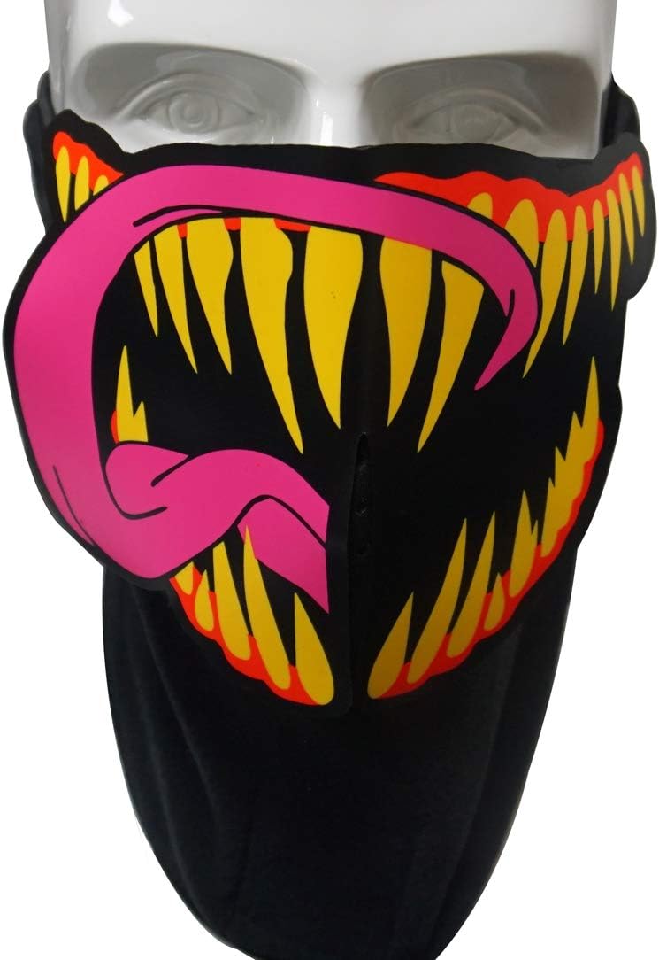 LED Halloween Mask Sound Reactive Light Up Mask Scary Masks for Costumes Cosplay,Music Party,Rave Events, EDC