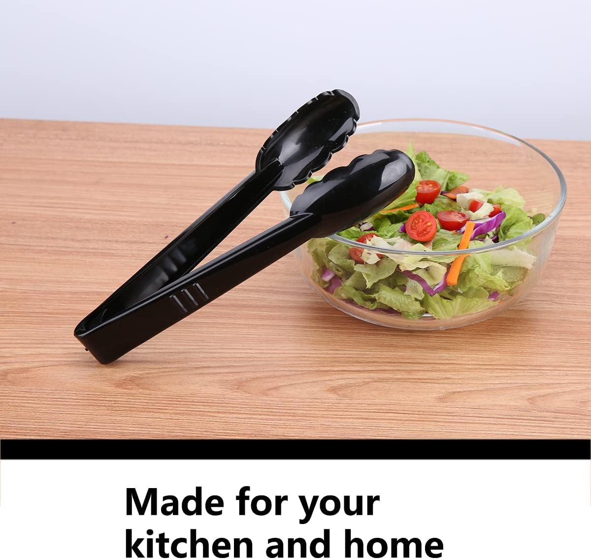 40 Pieces Plastic Salad Tongs, Black Kitchen Serving Tongs, 9 Inch Disposable Utensils Set, Heavy Duty Scalloped, Perfect for Buffets and BBQ, Food Safe Material