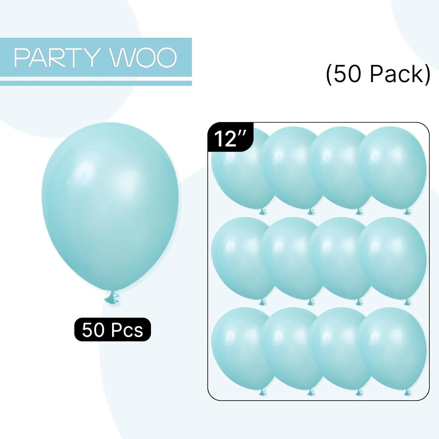 PartyWoo Teal Balloons 50 pcs 12 Inch Pearl Turquoise Aqua Blue Dark Teal Balloons for Graduation Wedding Baby Shower Bridal Shower Gender Reveal Anniversary Birthday Party Decorations Teal-Z13