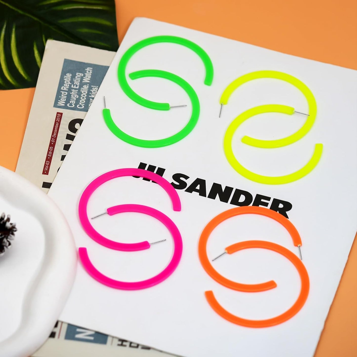 80s 90s Neon Earrings for Women Retro Cassette Tape Hoop Earring Candy Color Lightweight Acrylic Stud Dangle Earrings for 80S Costume Outfits Dancing Glow Party Accessories