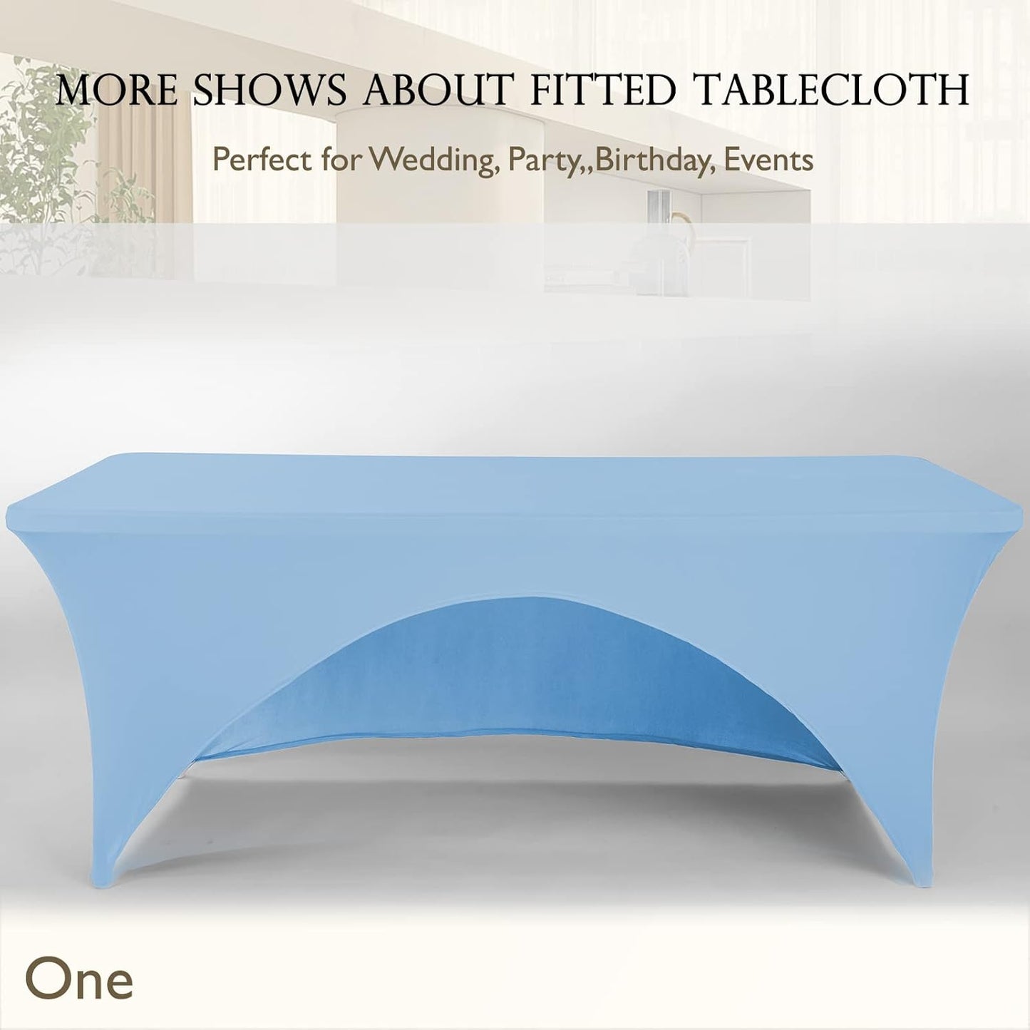 Spandex Table Cover 6 ft. Fitted Polyester Tablecloth Stretch Table Cover Table Topper Open Back - Lightblue