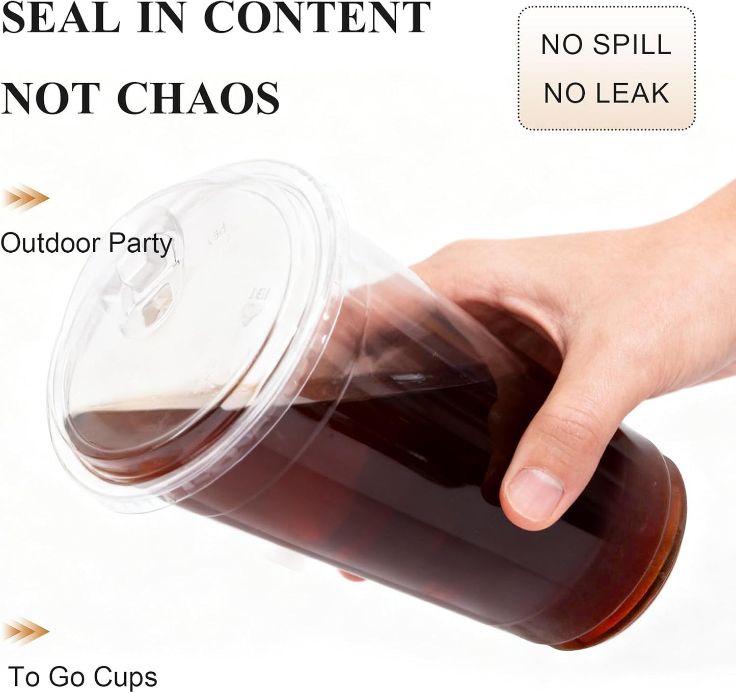 Goodluck 100 Pack 16 oz Clear Plastic Cups with Lids - Disposable Iced Coffee Cups with lids for Party Drinks Smoothies, Juices, and More - Straws Included, BPA Free & Food Safe