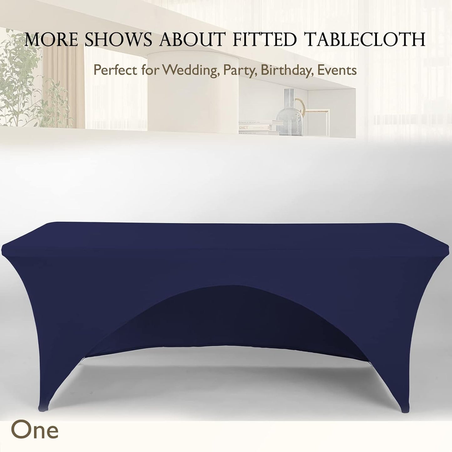 Spandex Table Cover 5 ft. Fitted Polyester Tablecloth Stretch Table Cover Table Topper Open Back - Navy