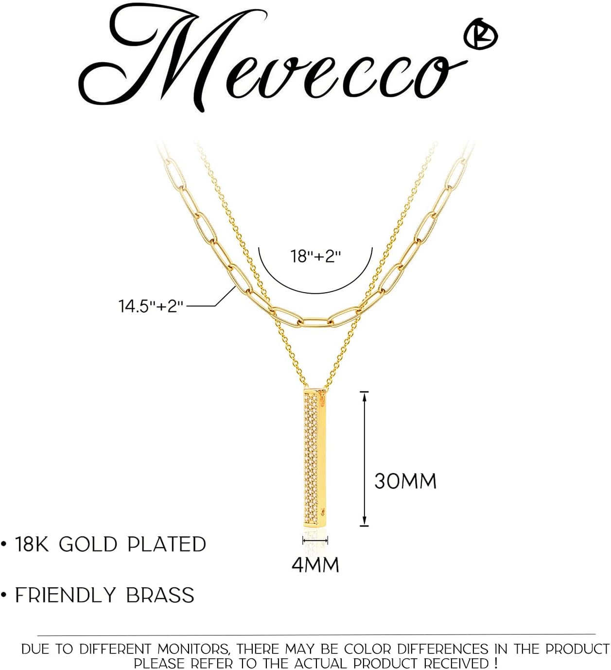 MEVECCO Layered Heart Necklace Pendant Handmade 18k Gold Plated Dainty Gold Choker Arrow Bar Layering Long Necklace for Women