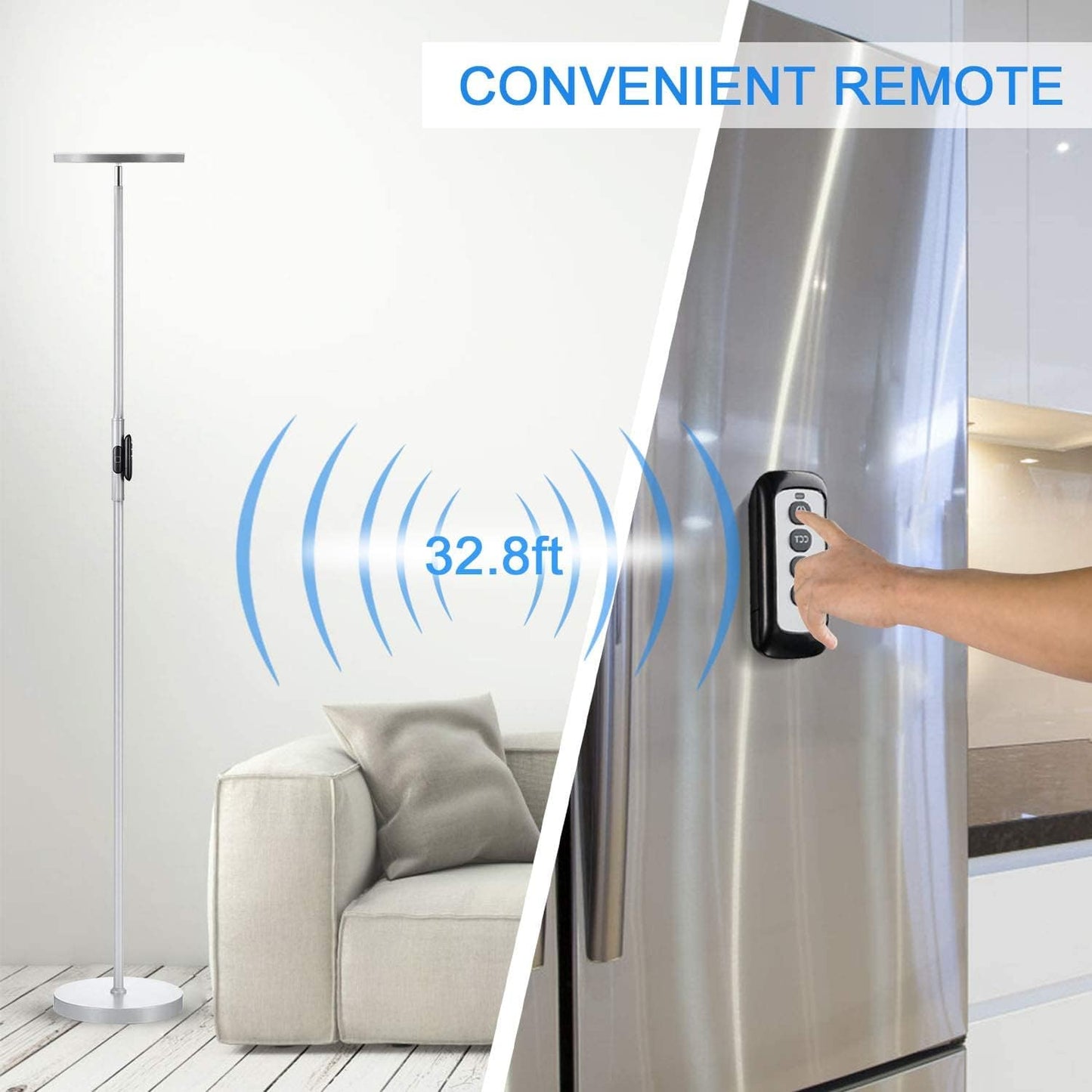 JOOFO Floor Lamp,30W/2400LM Sky LED Modern Torchiere 3 Color Temperatures Super Bright Floor Lamps-Tall Standing Pole Light with Remote & Touch Control for Living Room,Bed Room,Office(Platinum Silver)