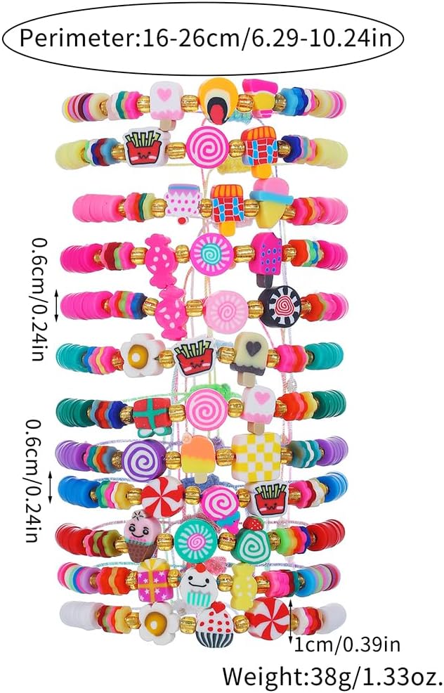 Heishi Surfer Clay Bead Bracelets Set for Women - Preppy Smile Evil Eye Beaded Stretch Bracelets Elastic Layering Friendship Bracelets- Stackable Boho Disc Summer Jewelry Set