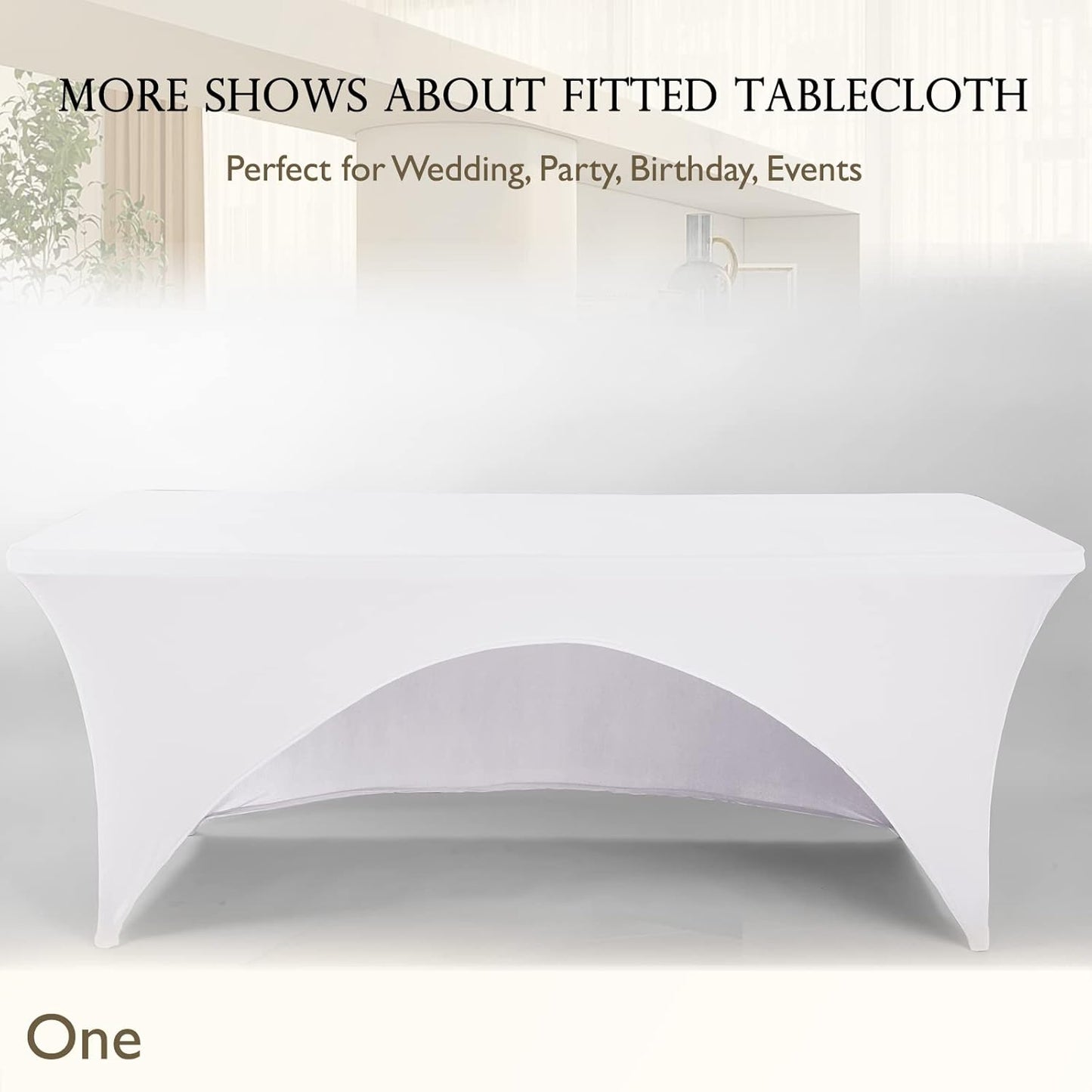 Spandex Table Cover 6 ft. Fitted Polyester Tablecloth Stretch Table Cover Table Topper Open Back - White