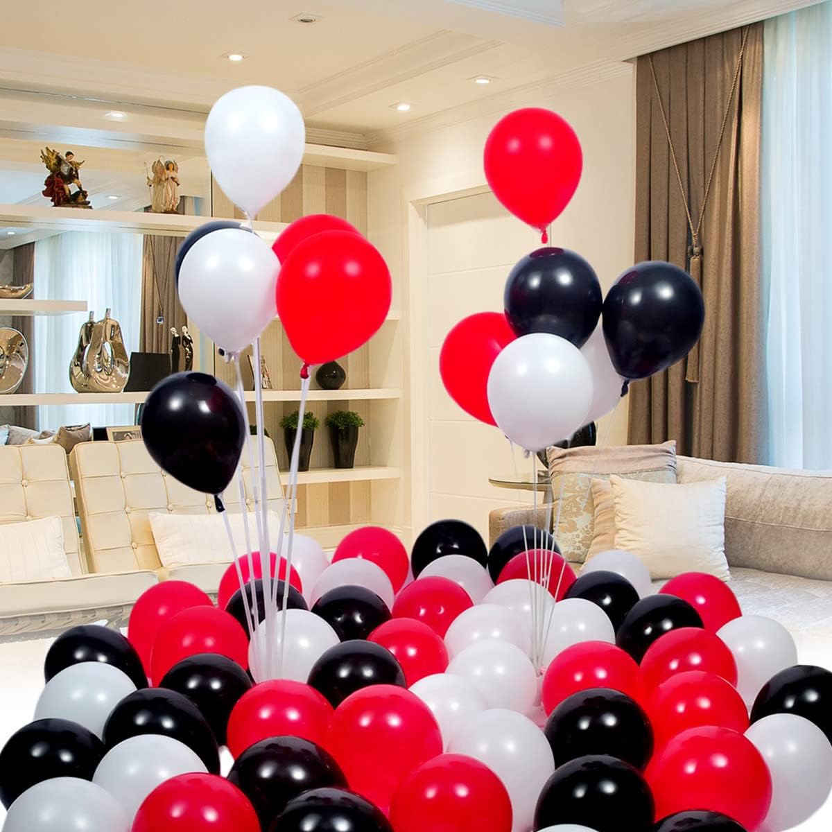 300 Pack Red Black and White Balloons - 5 Inch Mini Red Black and White Latex Small Balloons - 100 of Each Colors for Party Balloons Arch Wreath Assorted Colors Decorations