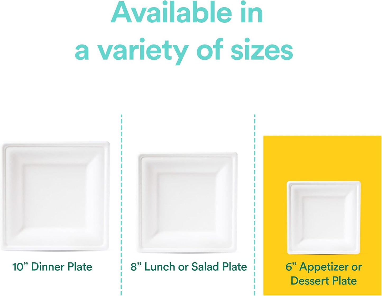 ECO SOUL Compostable Paper Plates 6 Inch (200 Count) Heavy Duty Disposable Dessert Plates, Eco-Friendly Sugarcane Bagasse Small Plates For Appetizer- White