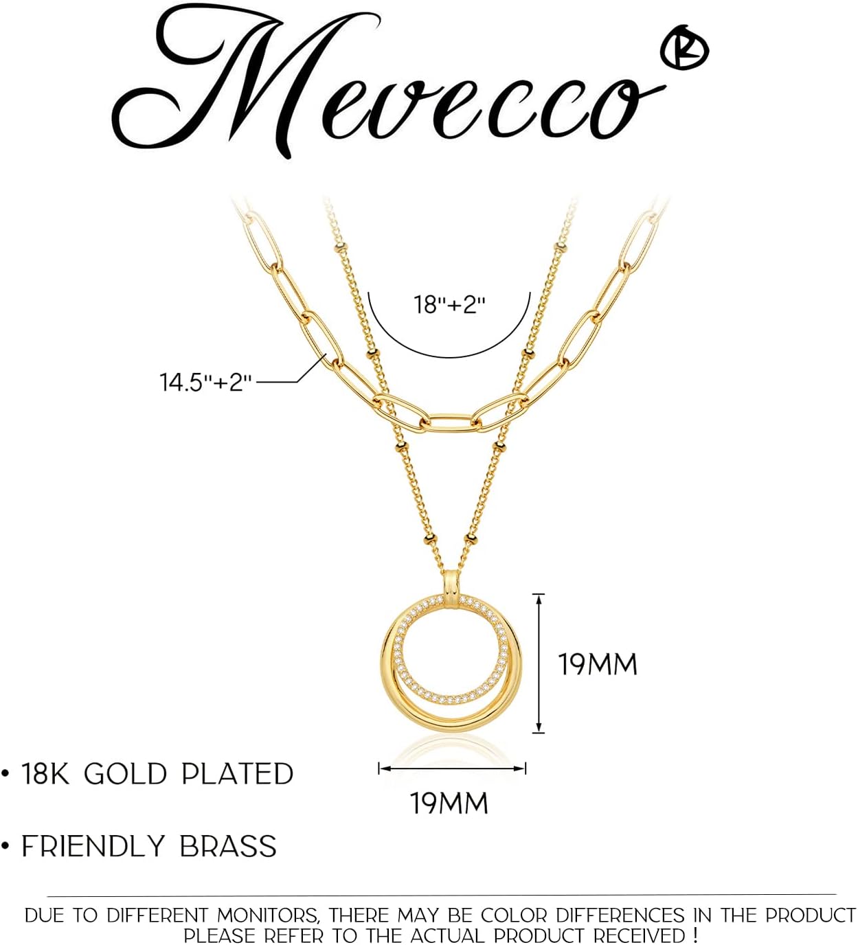 MEVECCO Layered Heart Necklace Pendant Handmade 18k Gold Plated Dainty Gold Choker Arrow Bar Layering Long Necklace for Women