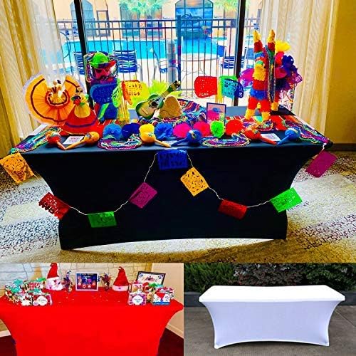 LZY Spandex Table Covers 6 Feet, Stretch/Fitted Table Covers for 6 Feet Folding Table, Rectangular Spandex Table Cloths for Wedding Party or Event (6FT-2PCS, Champn)