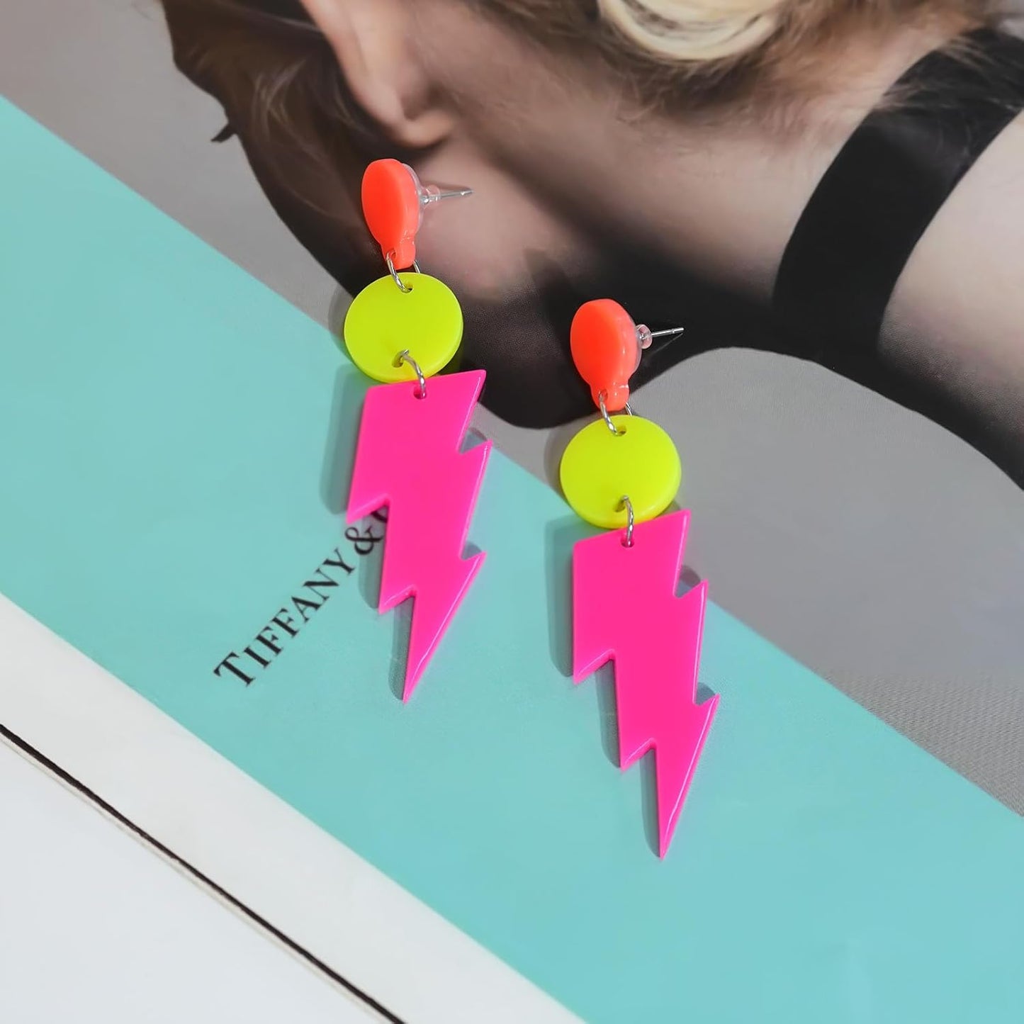 80s 90s Retro Cassette Tape Neon Earrings for Women Acrylic Radio Earring Set for 80s 90s Accessories Cosplay Party Jewelry Gifts