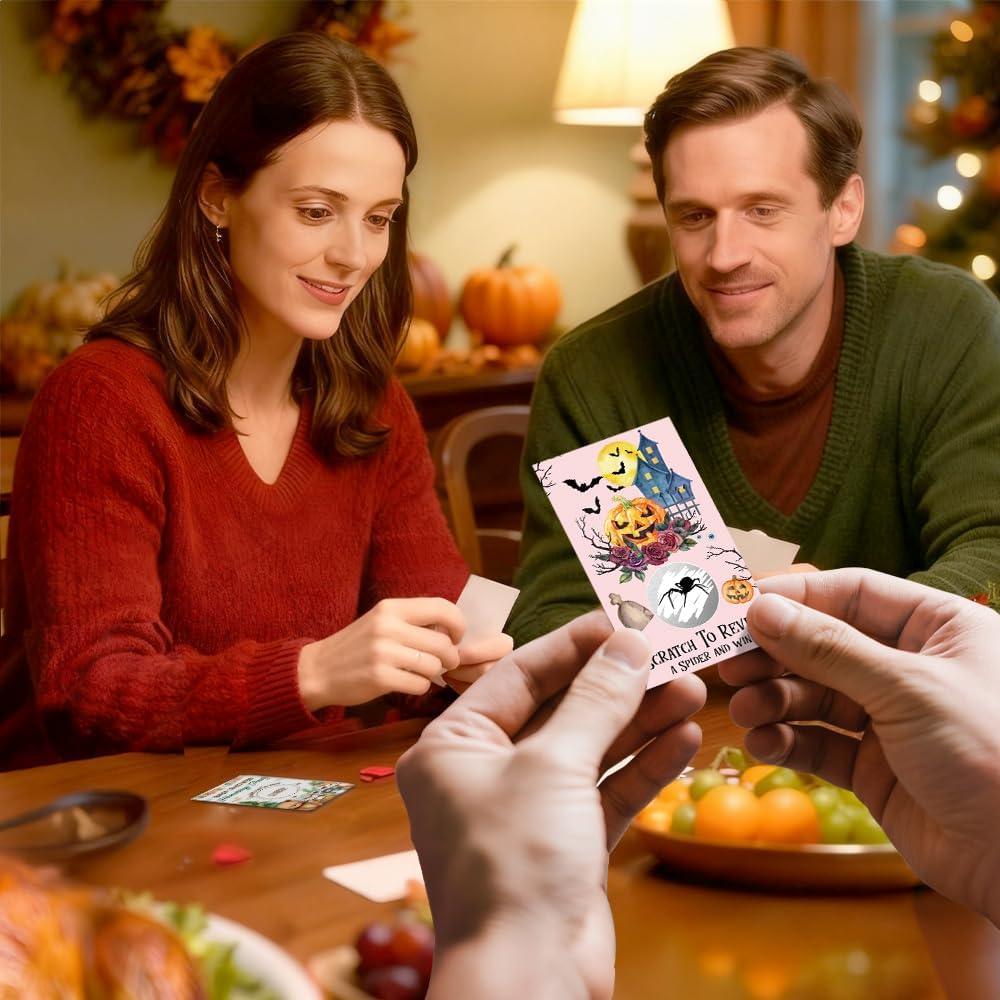 50 Pack Find The Spider Halloween Theme Patch Scratch Off Game, Bat Horror Scratch Cards for Fall Party Games, Pumpkin Raffle Tickets for Birthday Thank You Party Games, Halloween Baby Shower