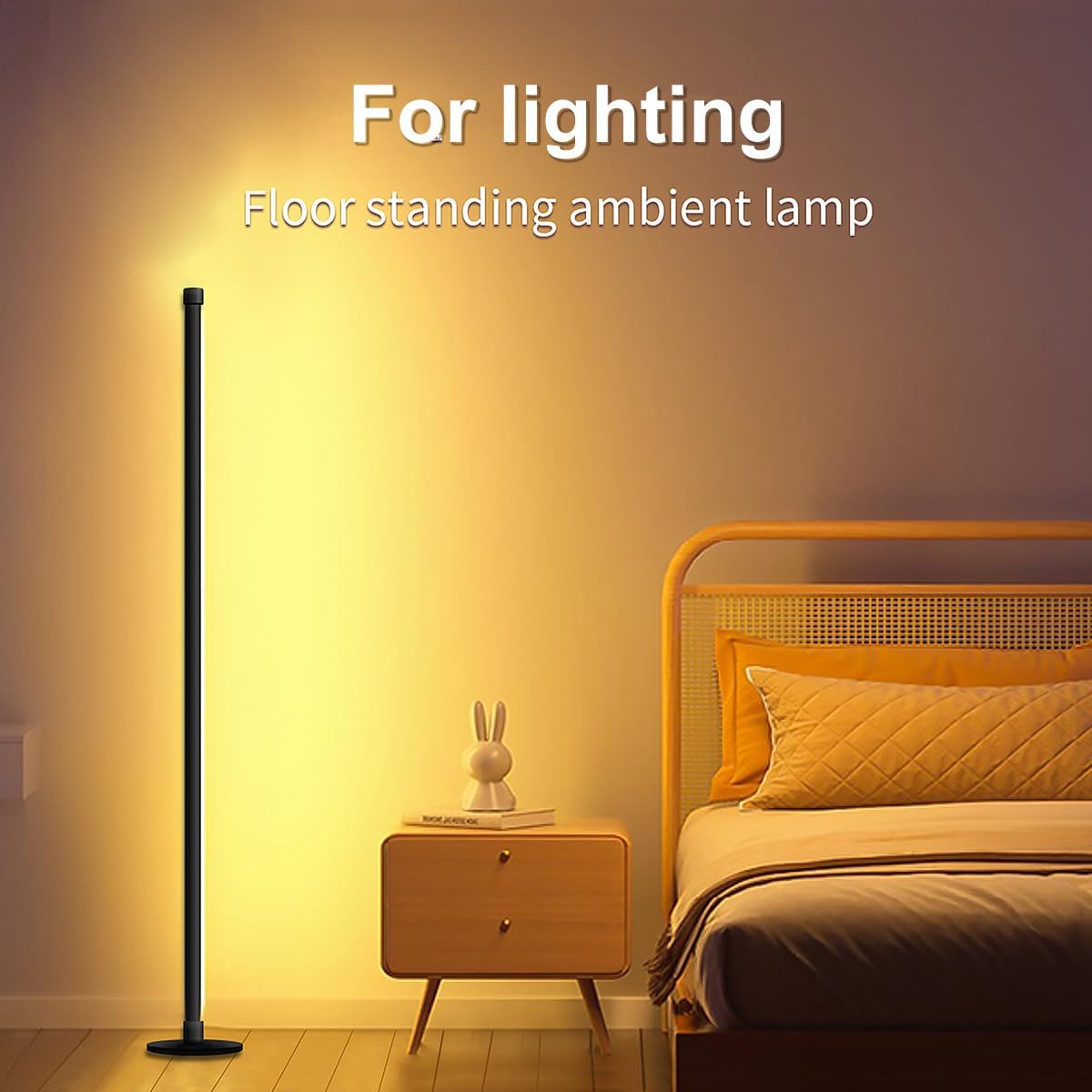 LED Floor Lamp, 63-Inch RGB Corner Light with Music Sync, Smart App Control, 16 Million Colors, Remote Control for Living Room, Bedroom, Gaming Room (2 Pack)