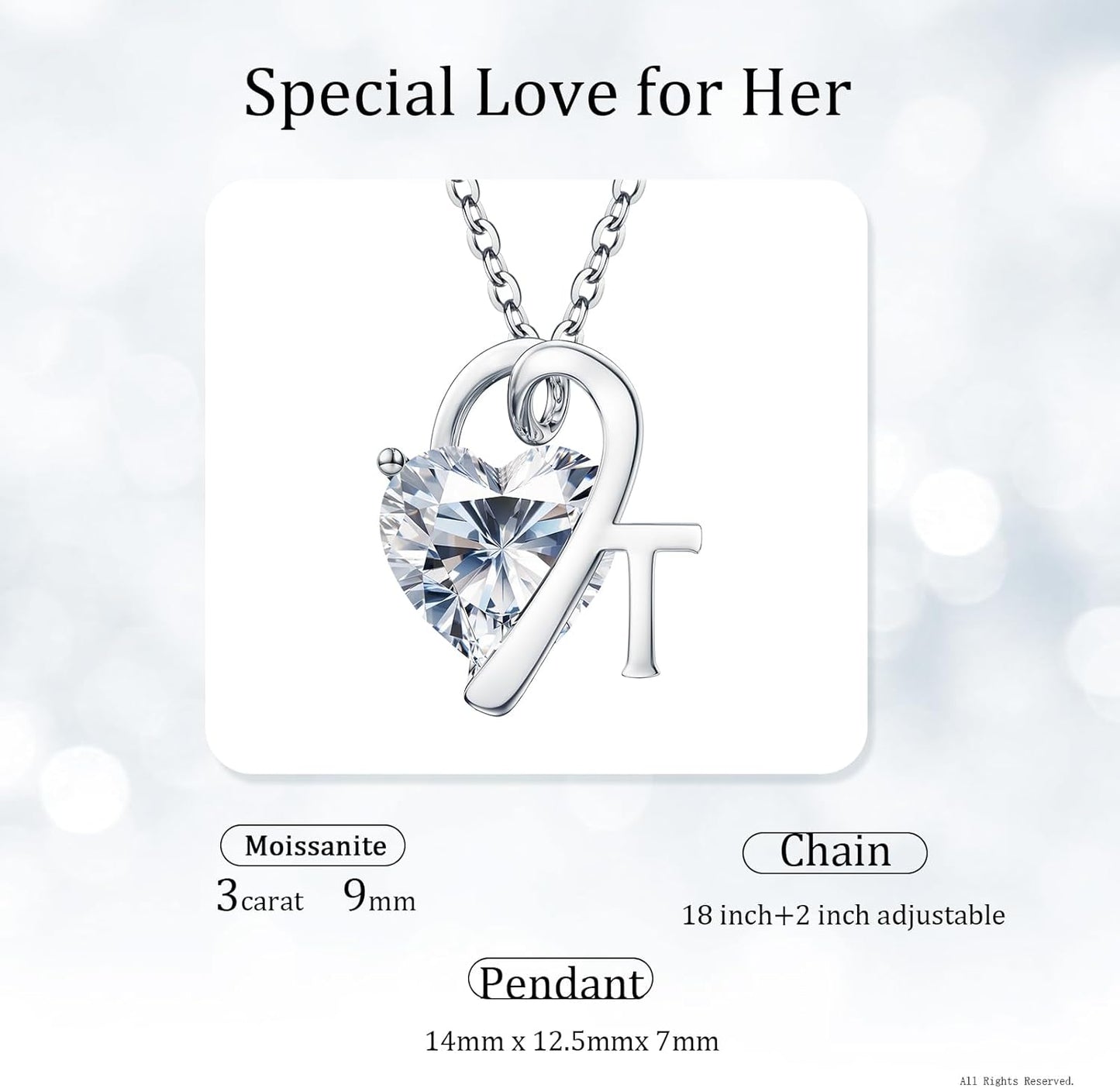ForeverLove Heart Necklaces for Women, 4-2 Carats Heartshap Moissanite, Silver Pendant Jewelry, Anniversary Birthday Gifts for Wife, Girlfriend, Daughter, Mom