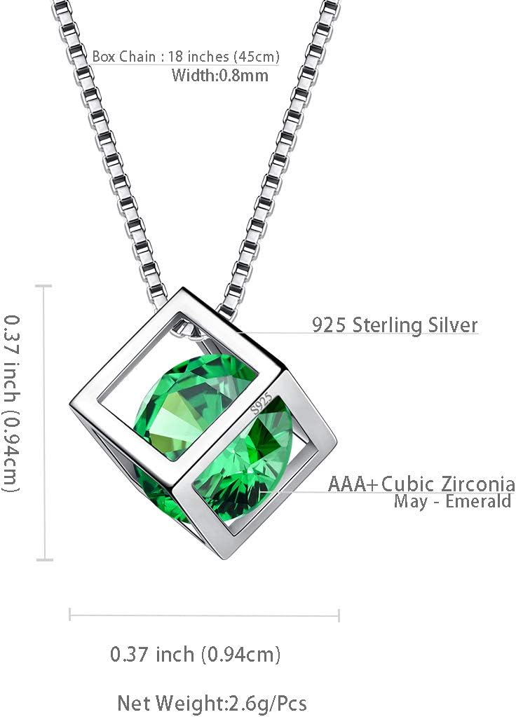 Aurora Tears Birthstone Necklace/Earring 925 Sterling Silver Women Cross/3D Cube/Cresent Moon Birth Stone Jewelry Mens Birthday Gift Anniversary Present