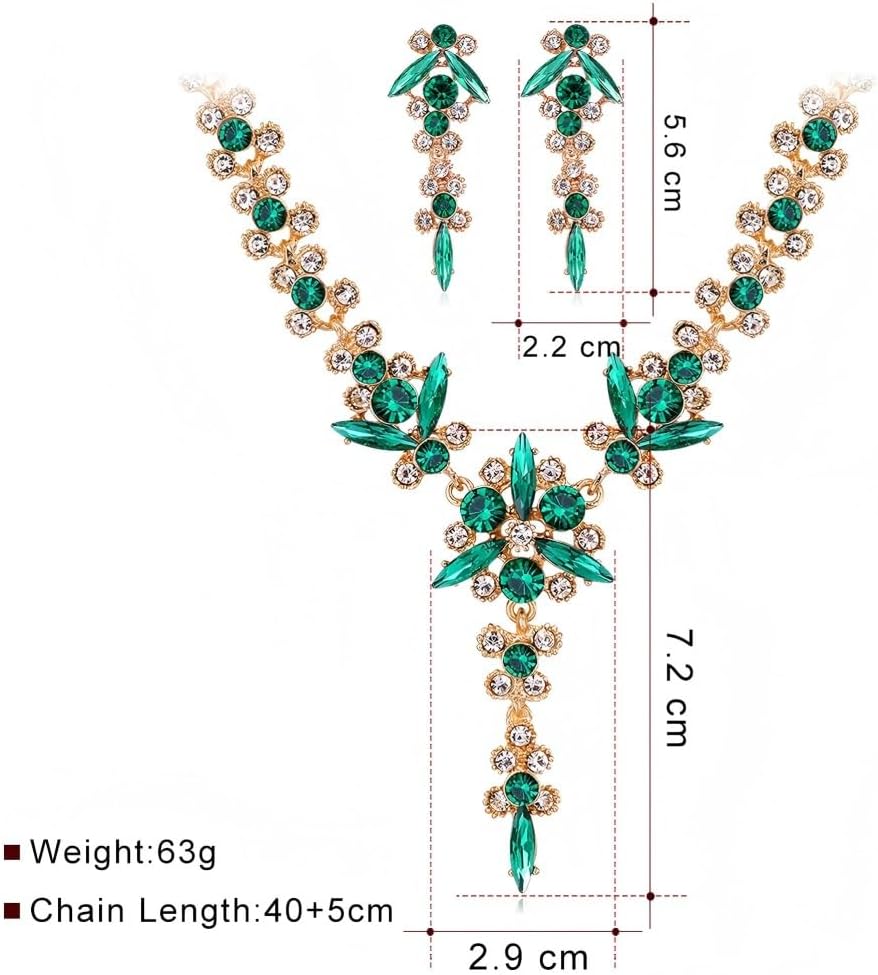 Wedding Jewelry Sets for Brides Rhinestone Necklace and Earring Set Bracelet Ring Gold Silver Prom Jewelry Sets Diamond Flower Teardrop Necklace for Women