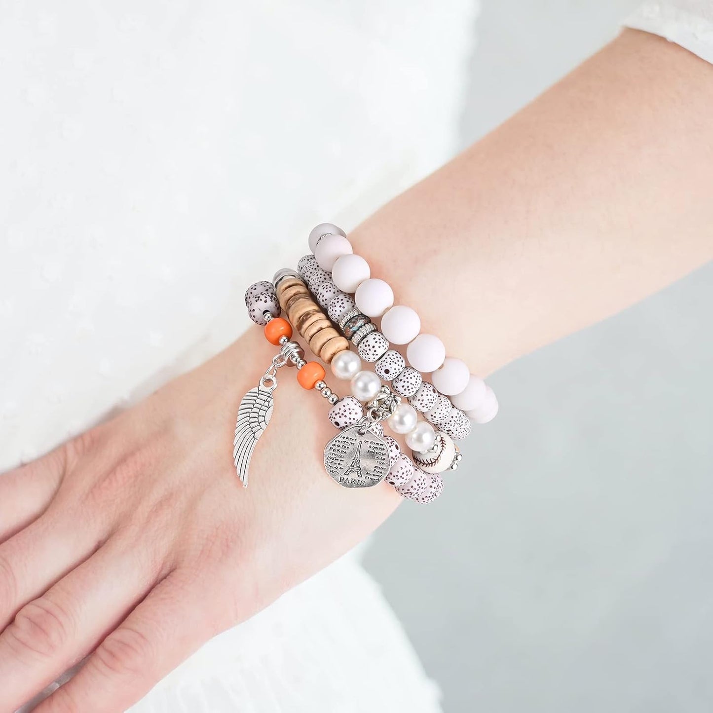 Bohemian Bracelet Sets for Women - 6 Sets Stackable Stretch Bracelets Multi-color Boho Jewelry for Women Hippie Bracelets Dainty Jewelry